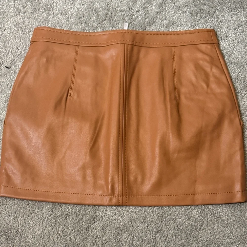Tan Leather Mini Skirt